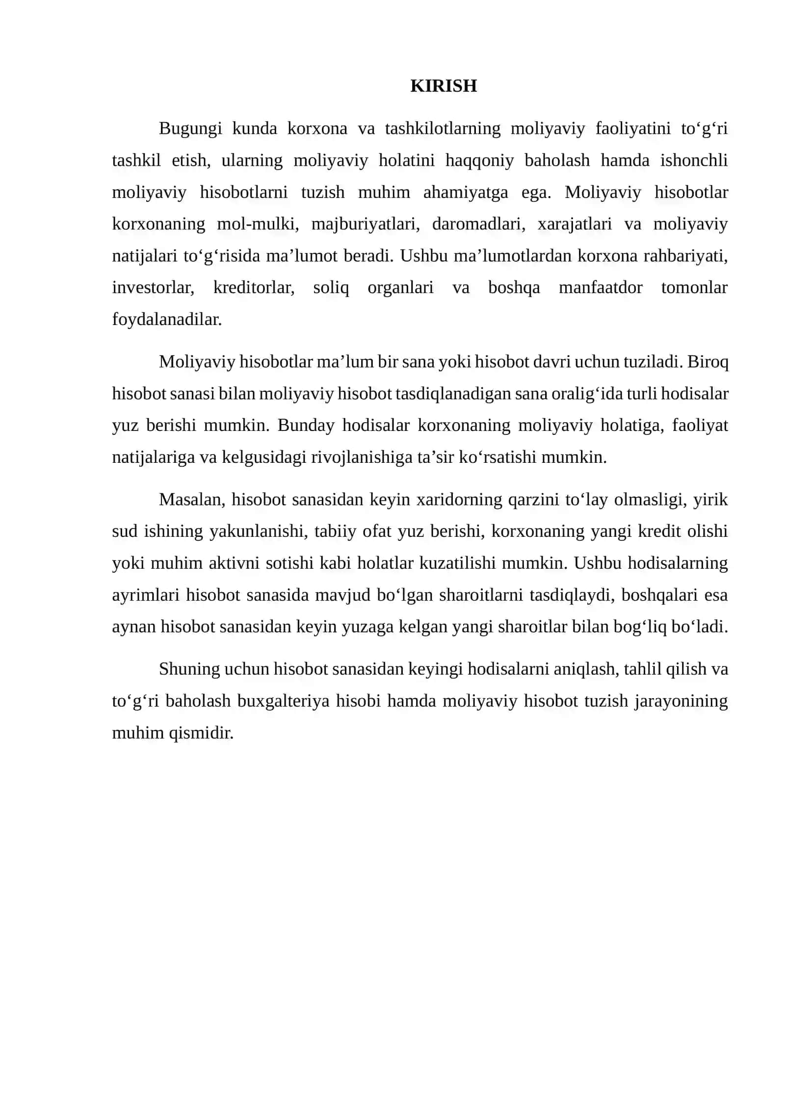 Moliyaviy hisobot sanasidan so‘ng ro‘y berishi mumkin bo‘lgan holatlarni baholash 2