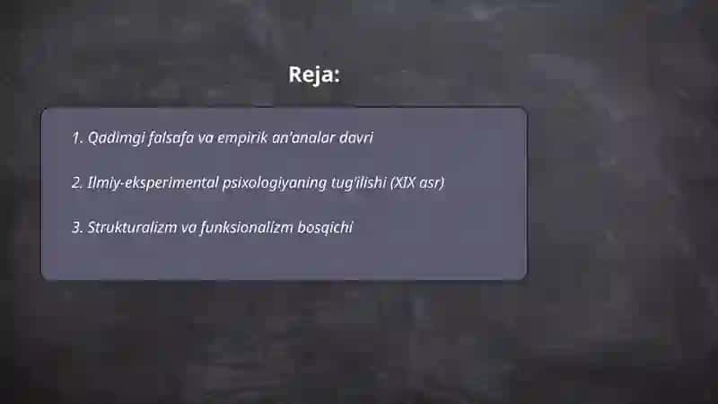 Psixologiya fanining taraqqiyot bosqichlari 2