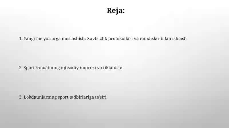 Covid 19 pandemiyasi davrida sport tadbirlari 2