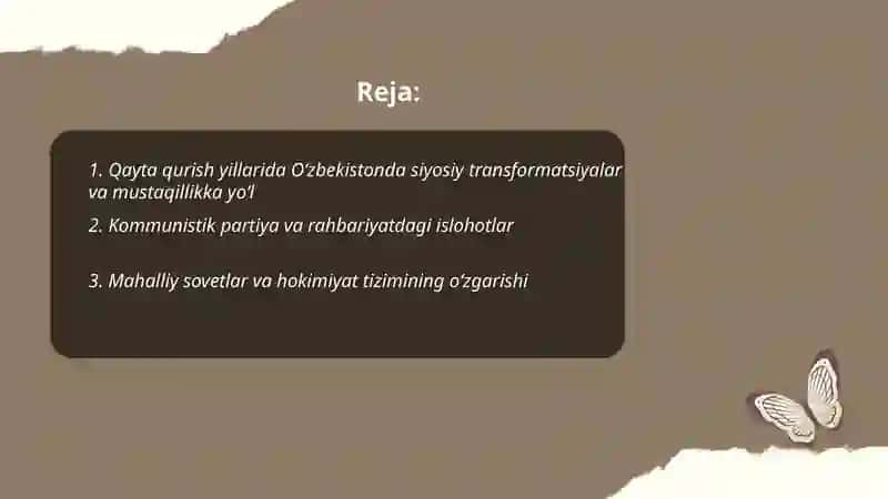 Qayta qurish yillarida O'zbekistonda 2