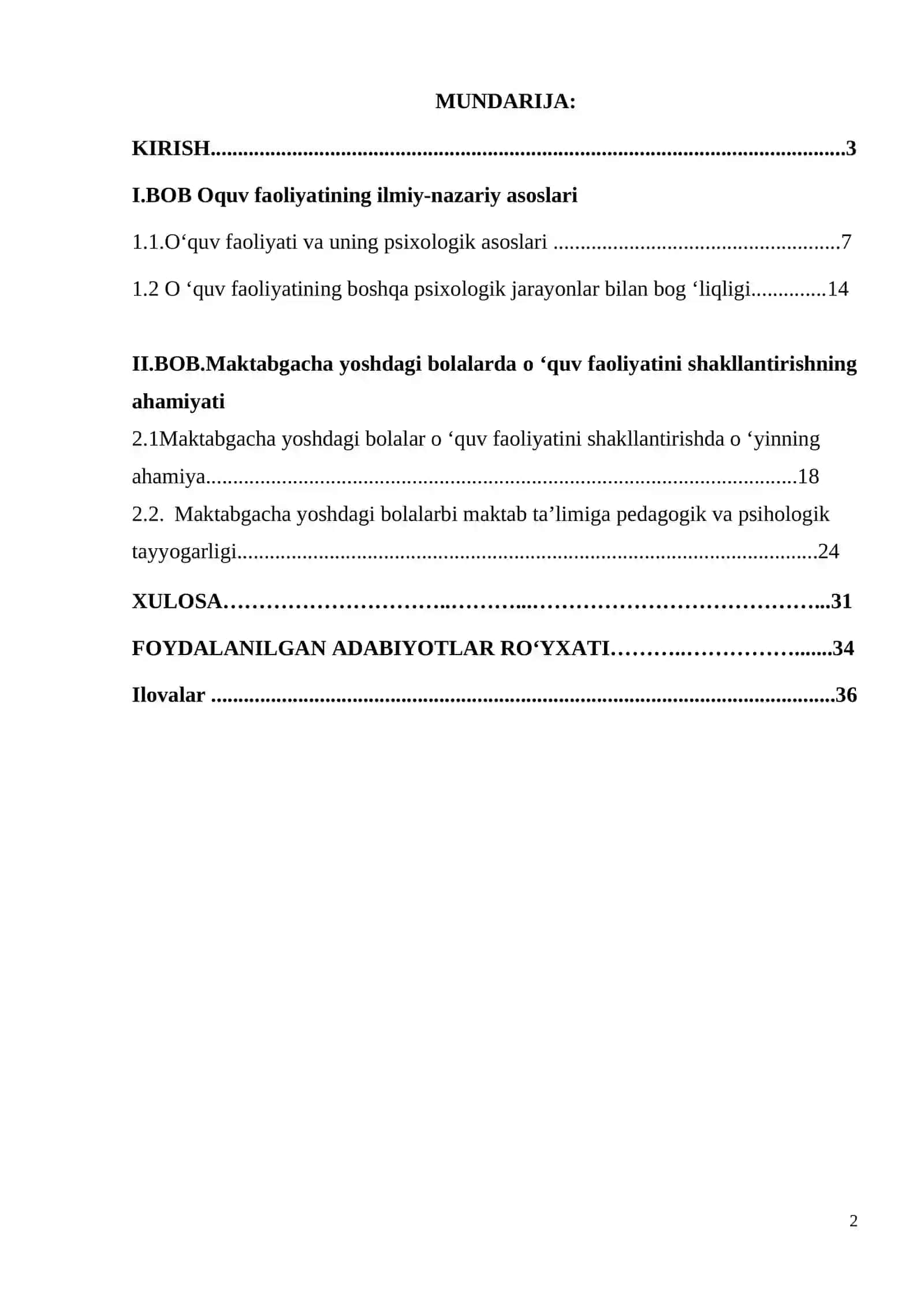 Bolalar psixologiyasi va psixodiagnostikasi KURS ISHI 2