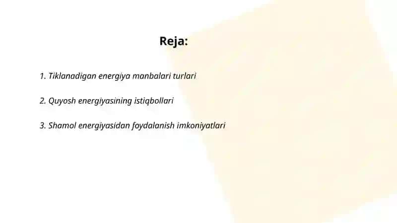 Tiklanadigan energiya iste'molining holati va rivojlanish istiqbollari 2