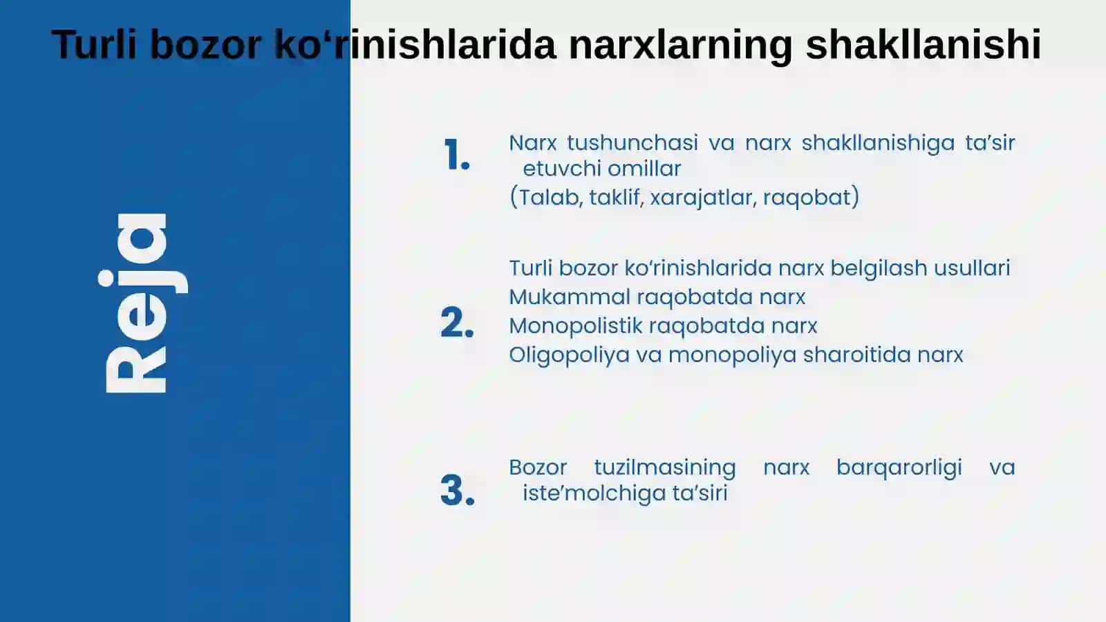 Halqaro moliya bozorining narxining belgilanishi 2