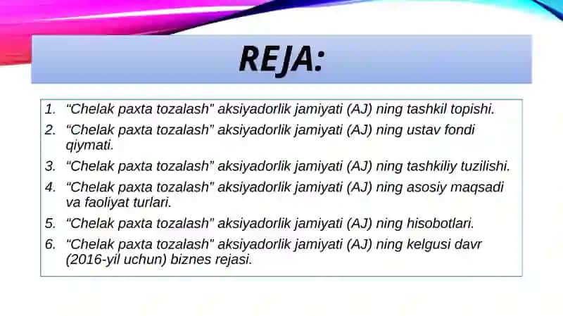 "Chelak paxta tozalash" aksiyadorlik jamiyati 2