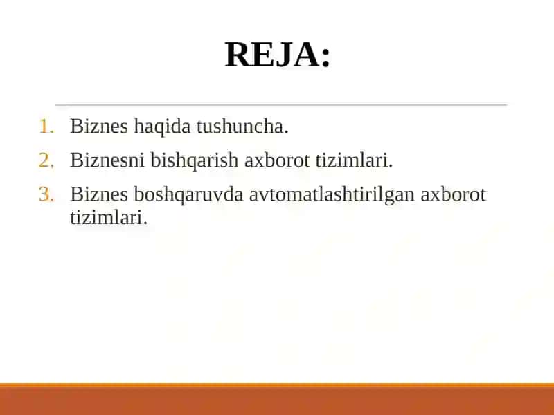 Biznes boshqaruvida avtomatlashtirilgan axborot tizimlari 2