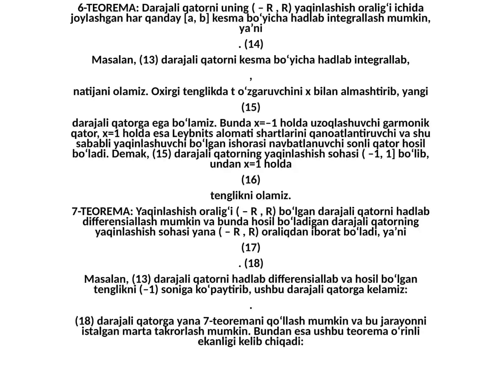 Darajali qator xossalari 2