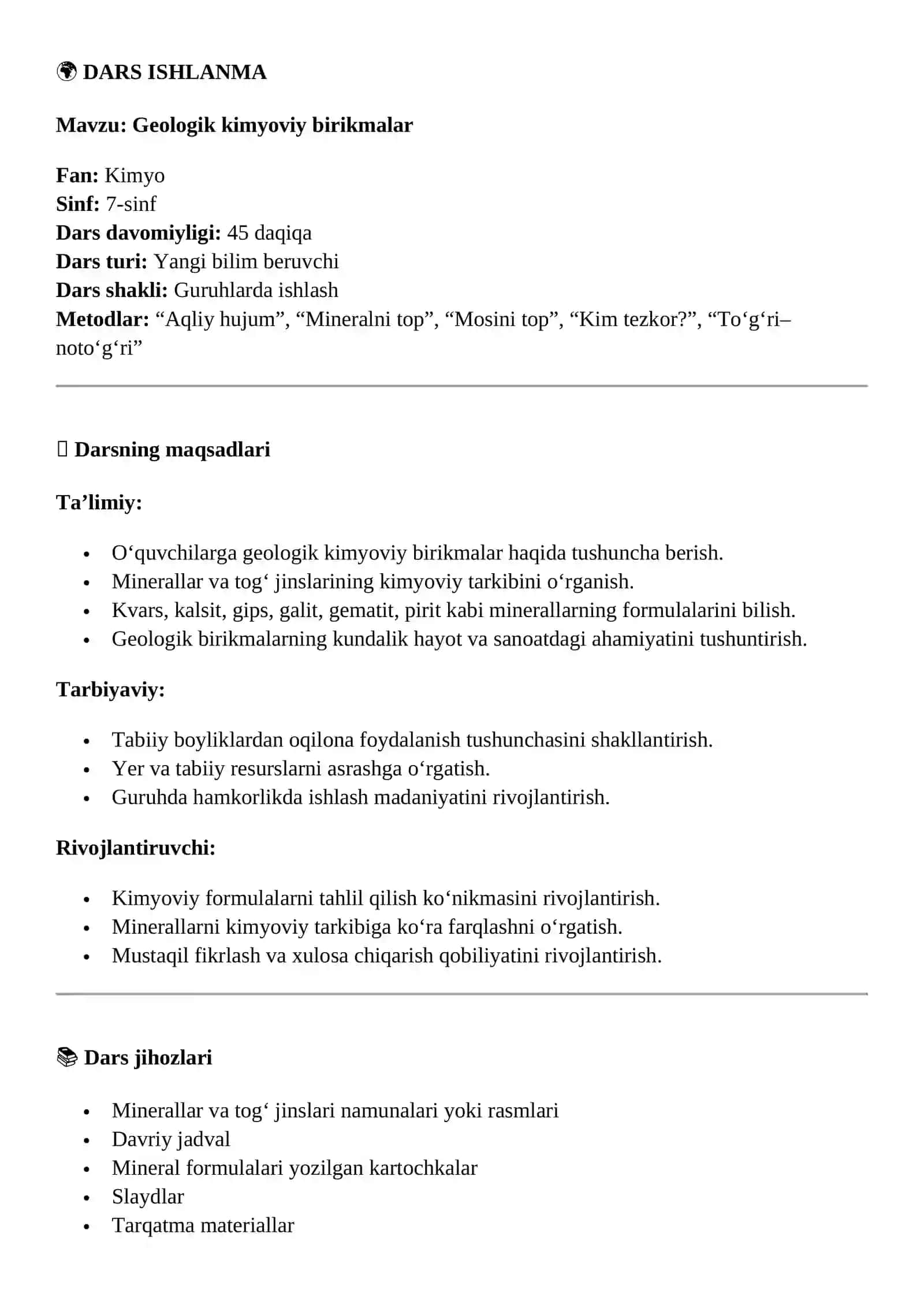 geologik kimyoviy birikmalar 2