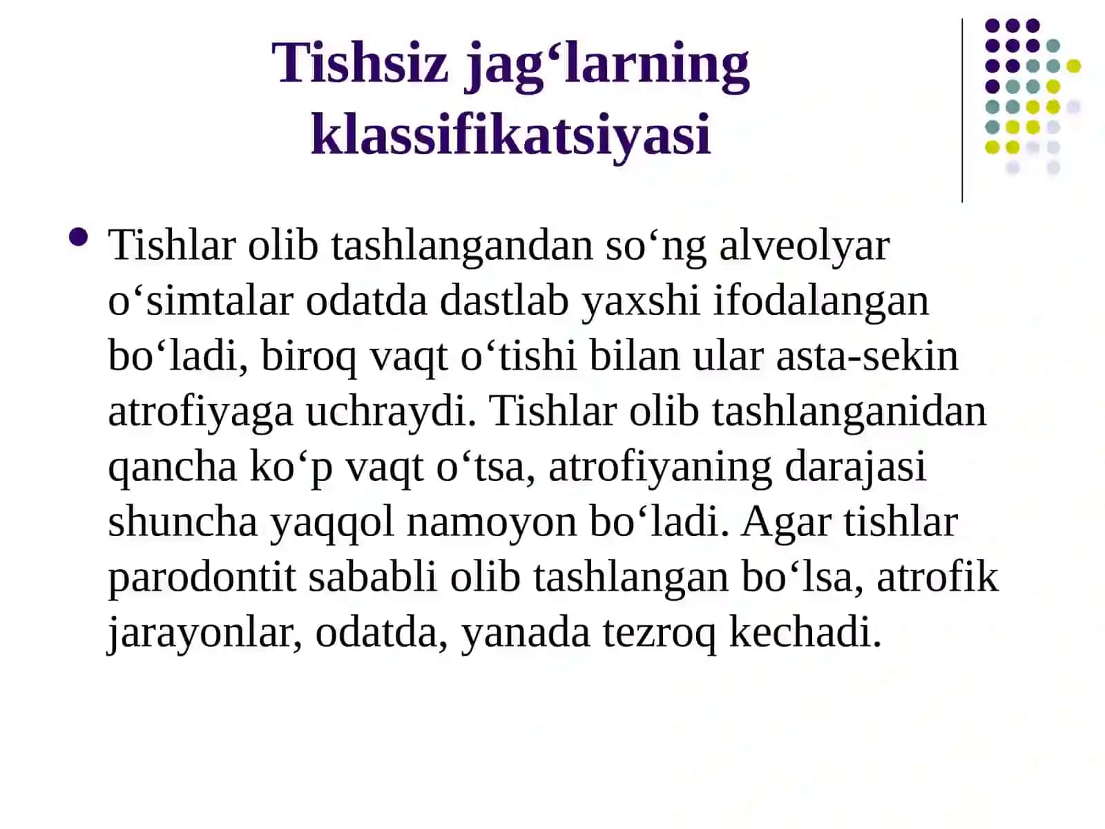 Tishsiz jag’lar tasniflari. 2