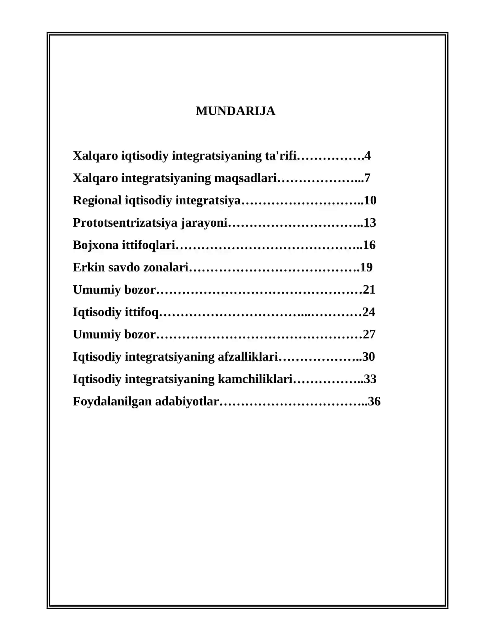 Xalqaro iqtisodiy integratsiya 2