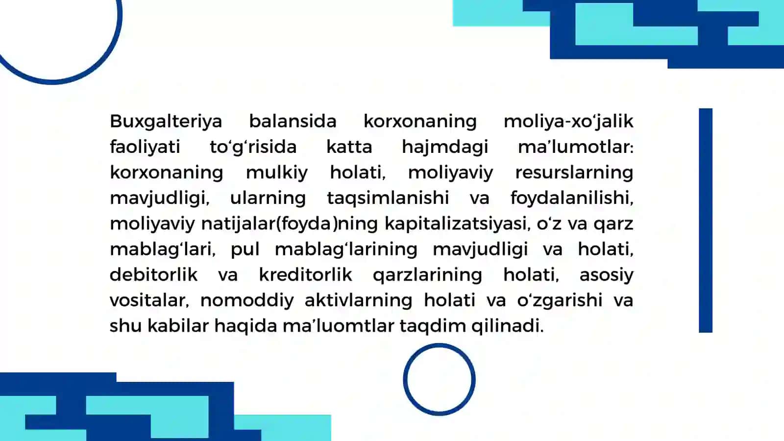 BUXGALTERIYA BALANSINING TAVSIFI VA UNI TUZISH 2