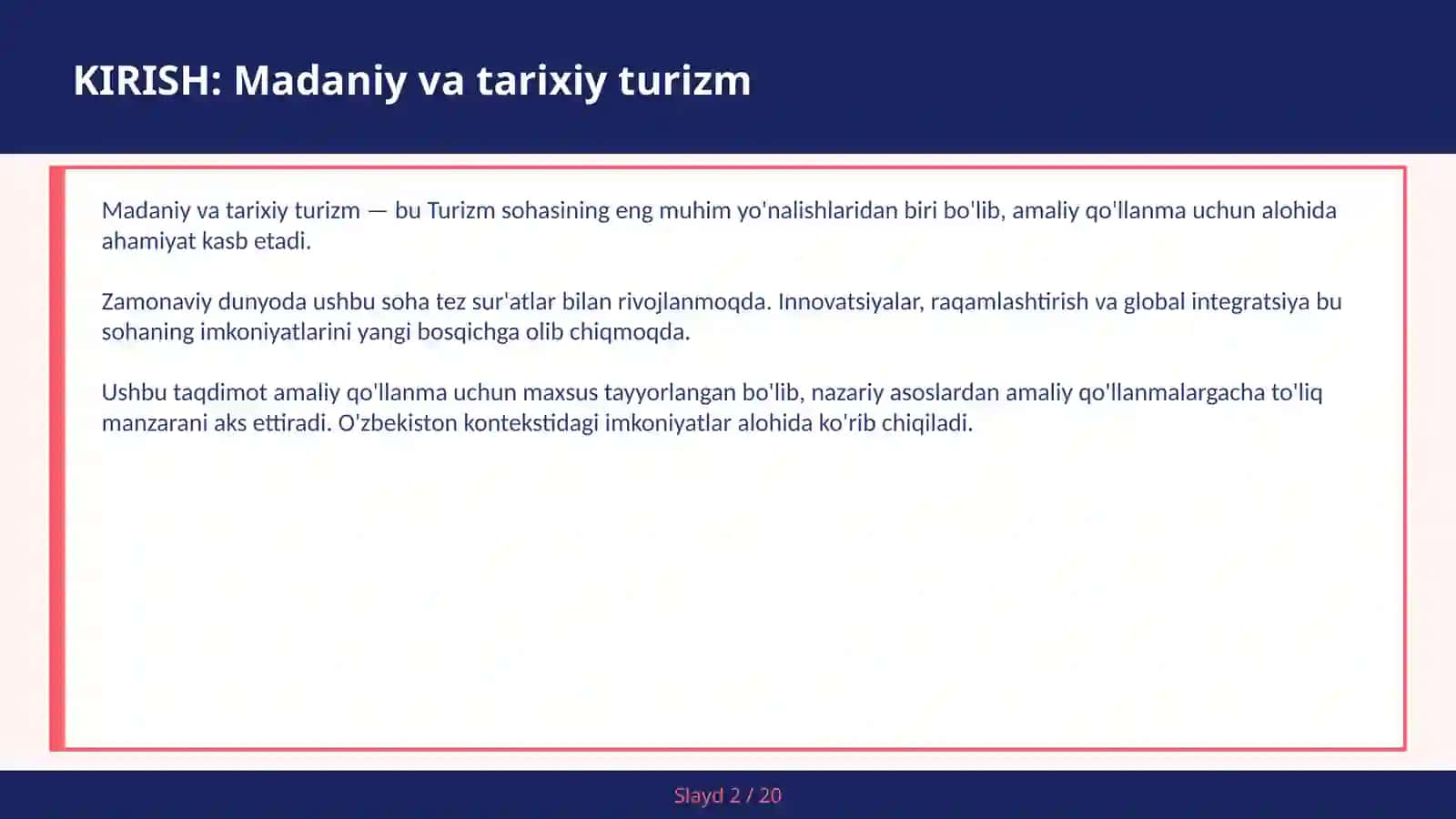 Madaniy va tarixiy turizm 2