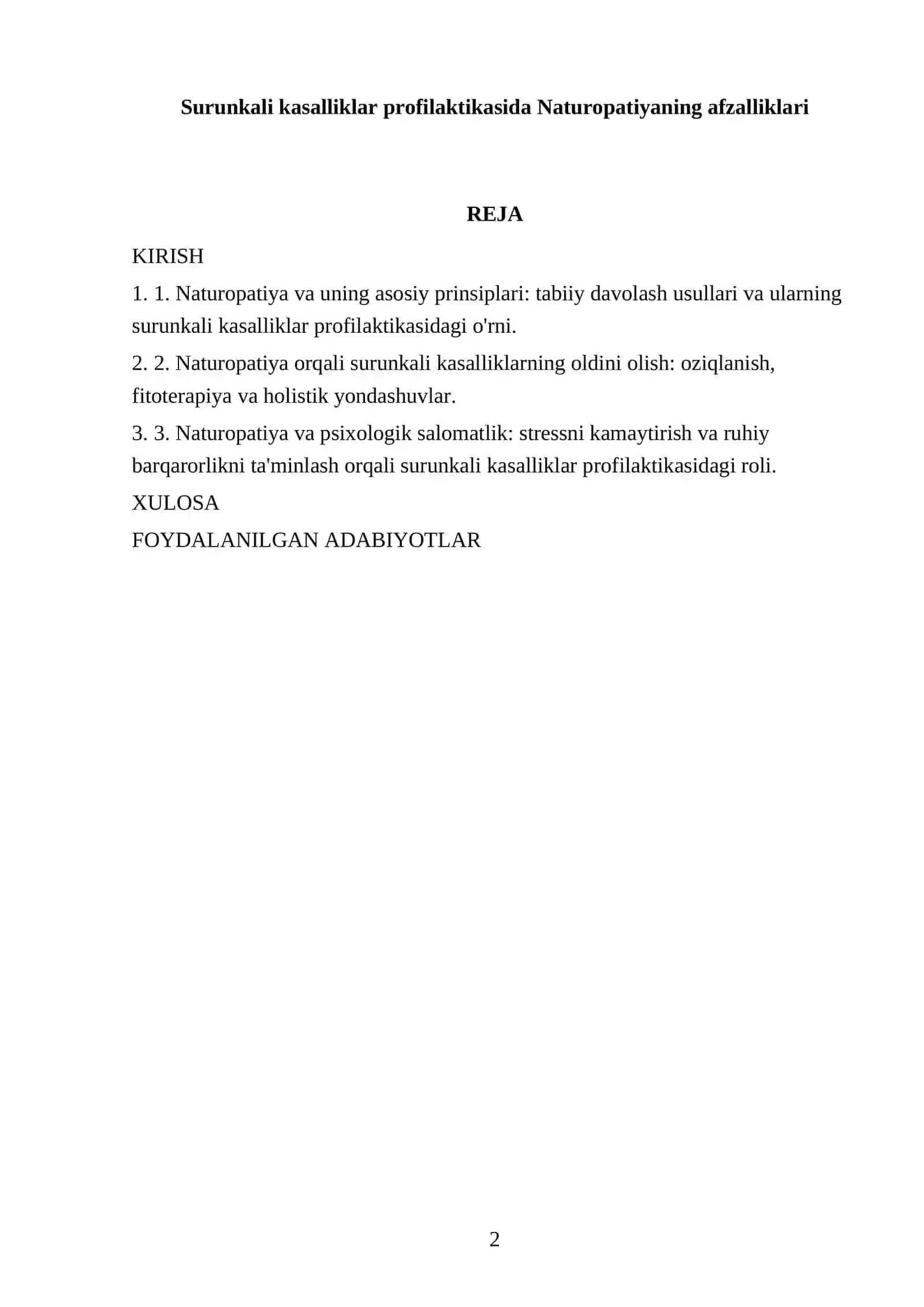 Surunkali kasalliklar profilaktikasida Naturopatiyaning afzalliklari 2