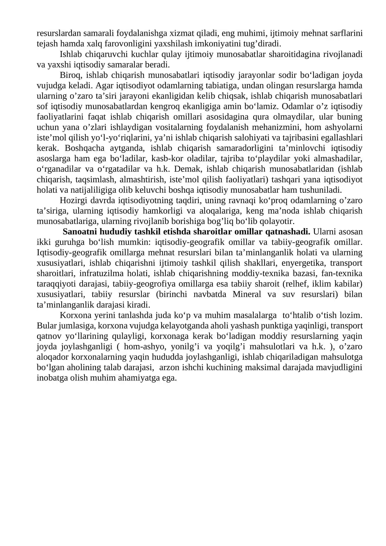 Korxona yerini tanlash 2