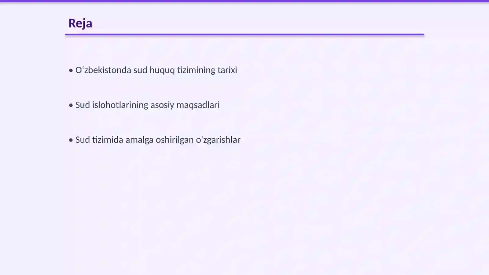 Sud huquq tizimi islohotlari Oʻzbekiston tarixi fanidan 2