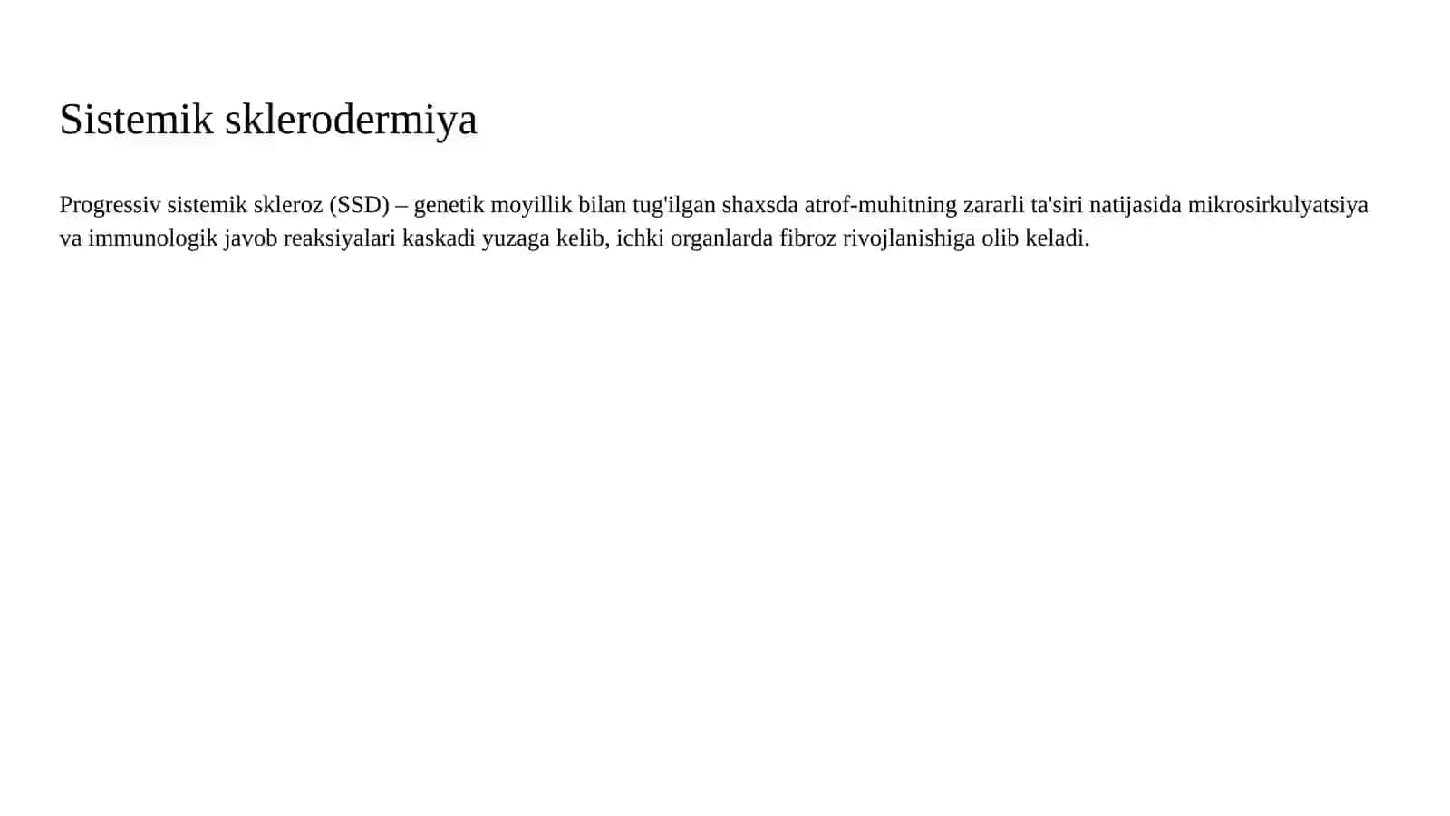 Sklerodermiyada o'pka interstitsial zararlanishi (2-variant) 2