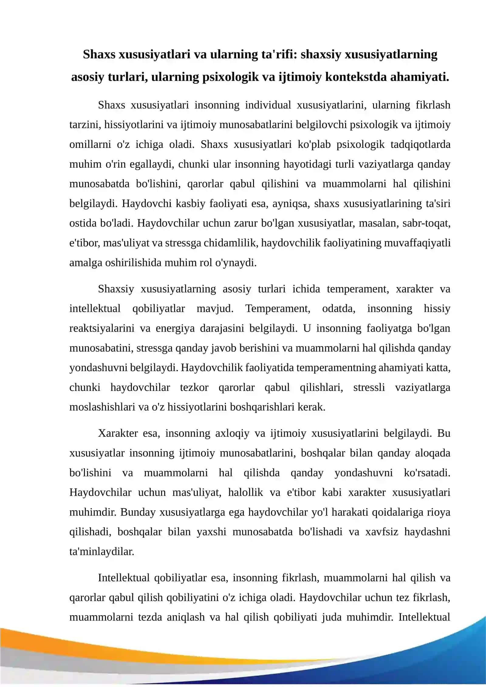 Shaxs xususiyatlarining haydovchi kasbiy faoliyatiga ta'siri 2