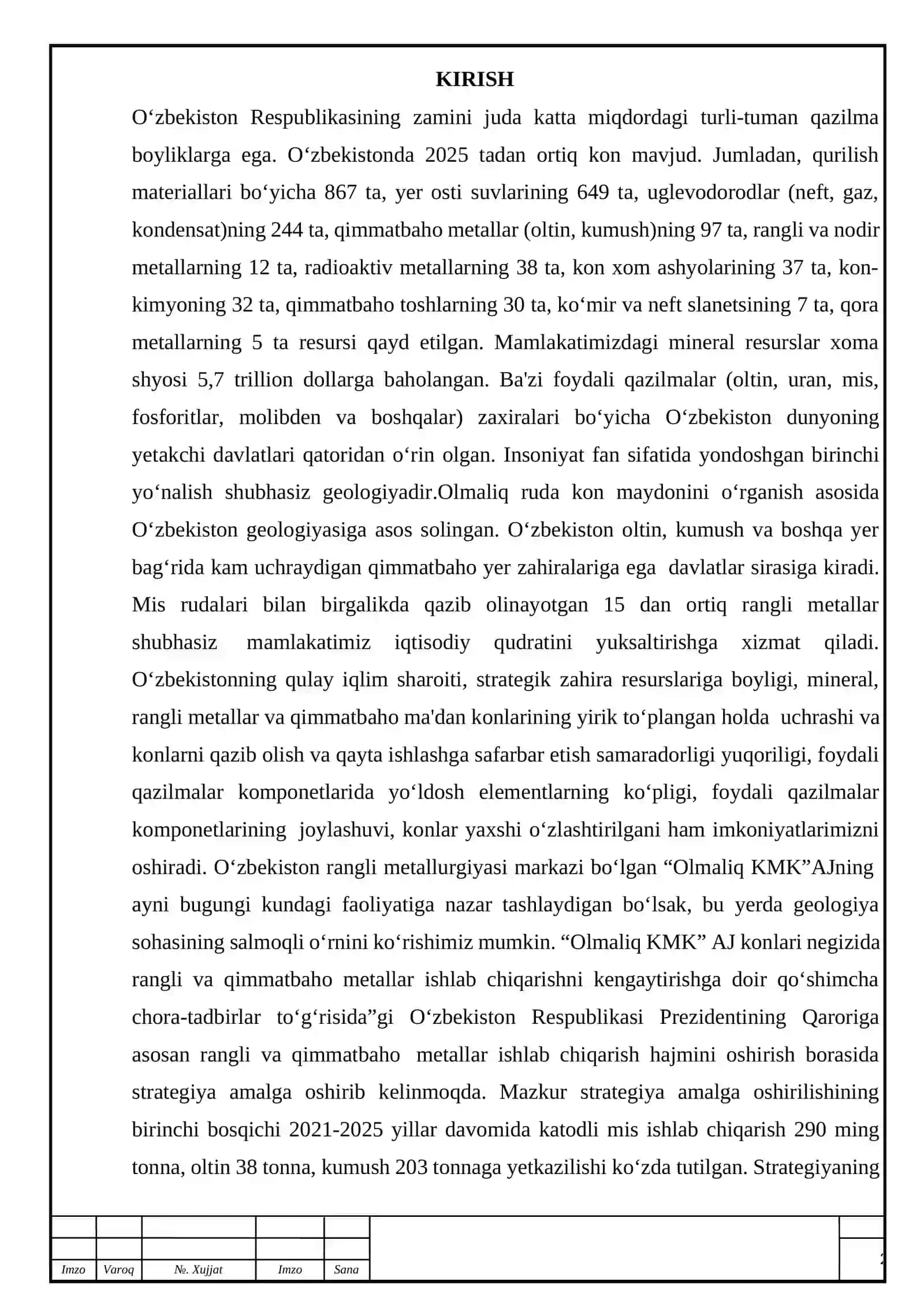 Volfram rudasini boyitishning texnologik sxemasini tanlash va hisoblash 2