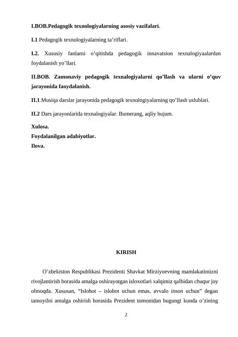 “MUSIQA DARSLARIDA PEDAGOGIK TEXNALOGIYALAR” 2