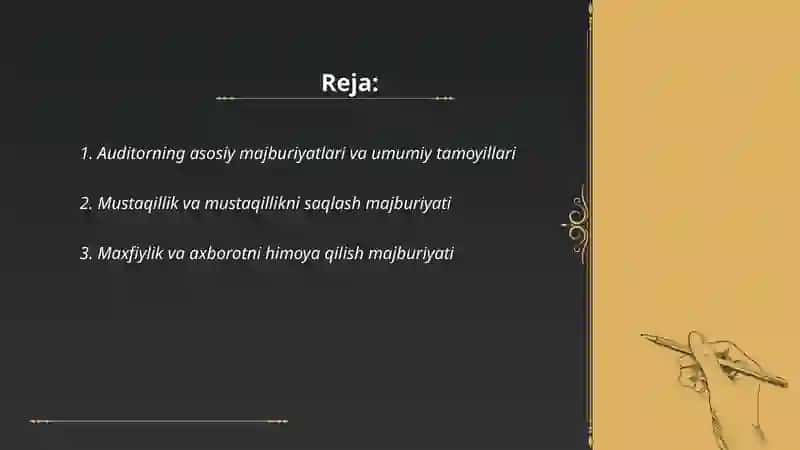 Auditorning majburiyatlari va javobgarligi 2