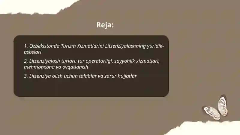 Ozbekistonda Turizm Xizmatlarini Litsenziyalash 2