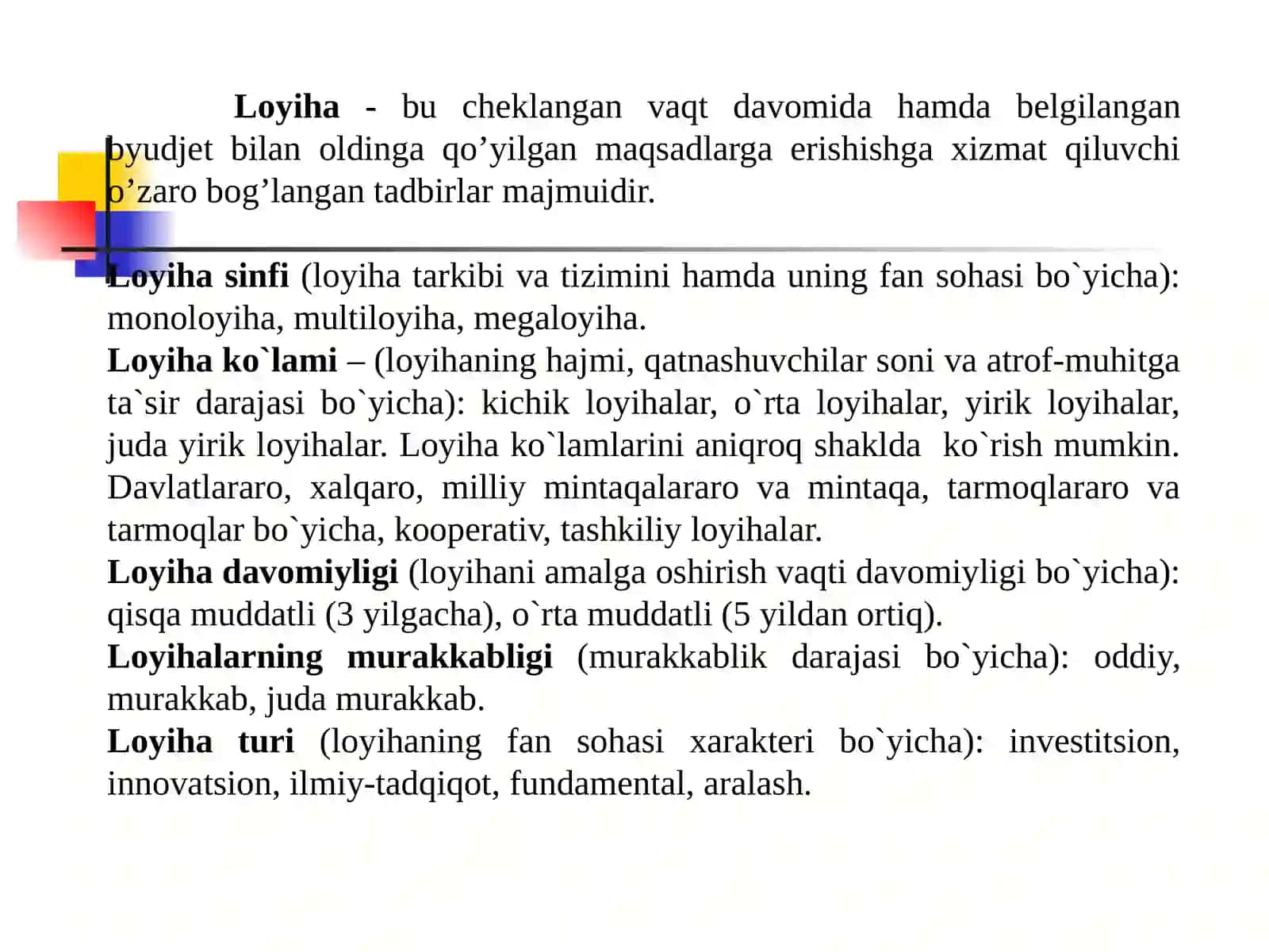 LОYIHA TAHLILI KОNTSЕPTSIYASI (2-soat) 2