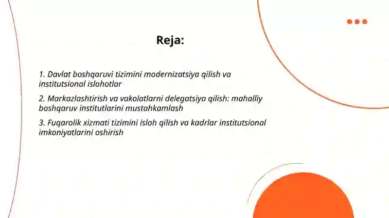 MAMLAKATNI MODERINIZATSIYA QILISH SHAROITIDA INSTITSIONAL ISLOHOTLAR 2
