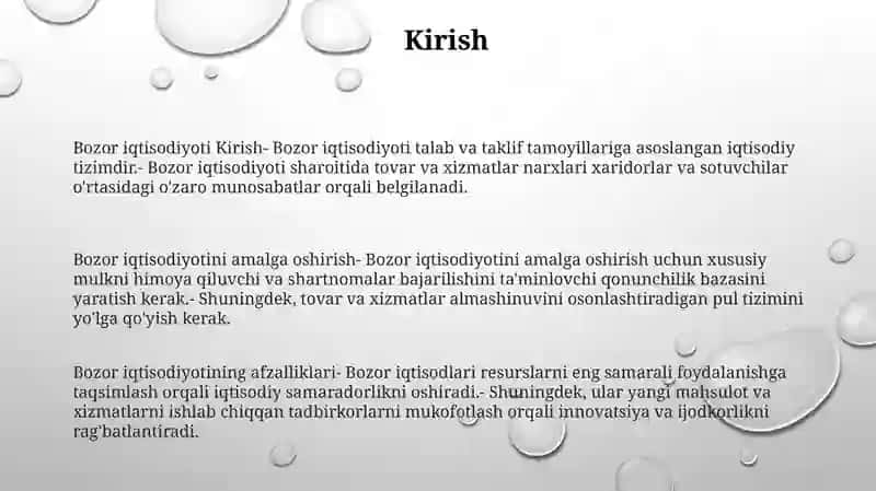 Bozor Iqtisodiyoti Amalga Oshirish 2
