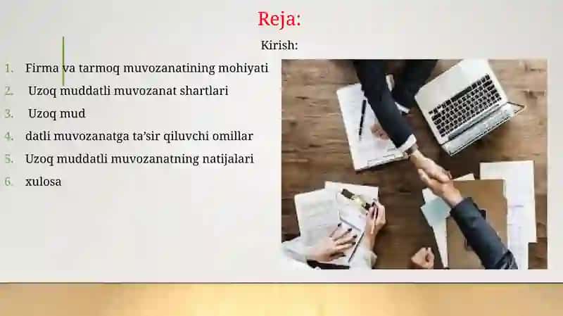 Firma va tarmoqning uzoq muddatli oraliqdagi muvozanati 2