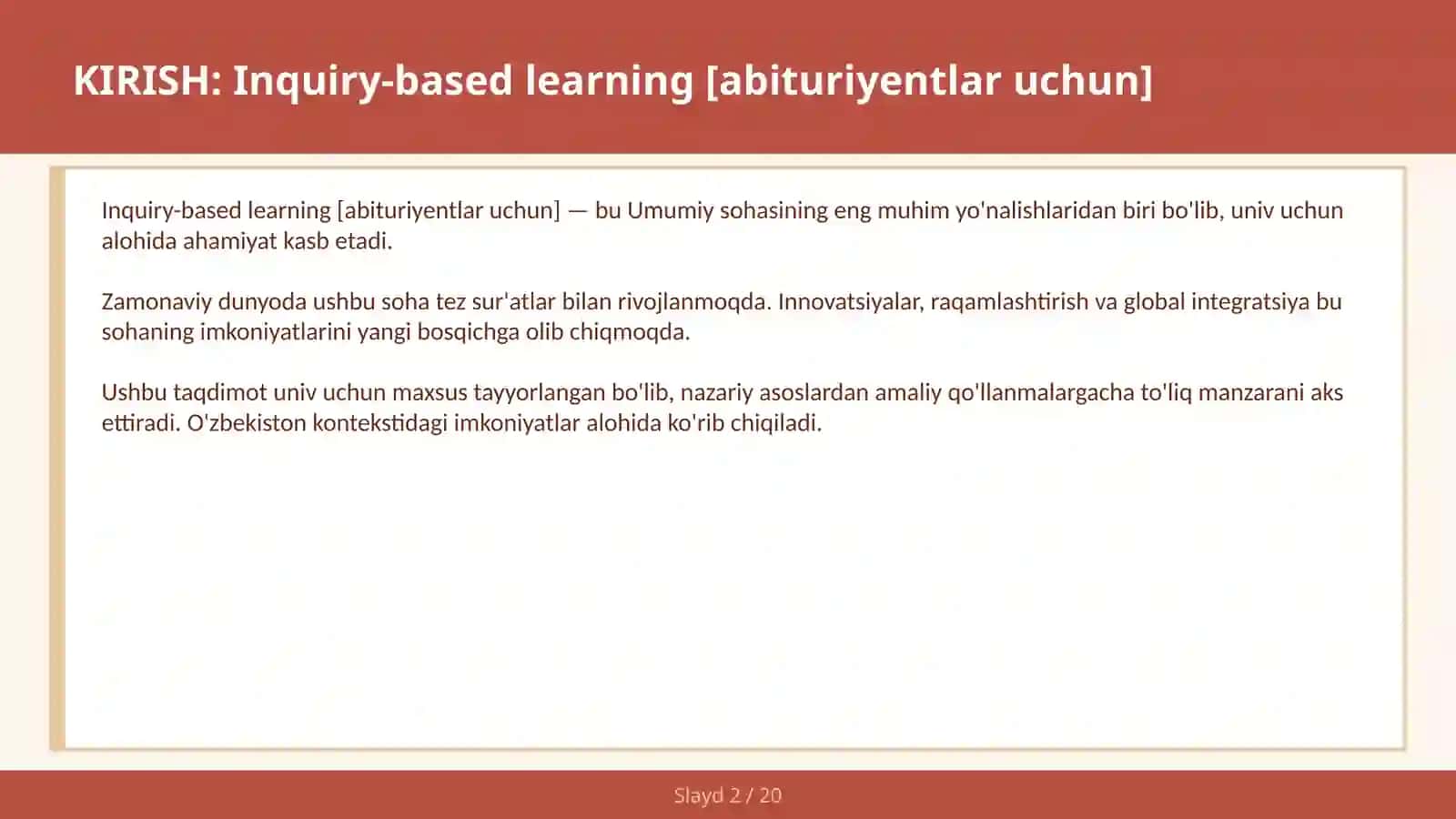 Inquiry-based learning [ABITURIYENTLAR UCHUN] 2