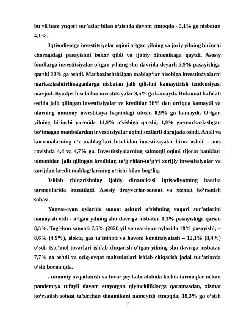 Xarajatlar va mahsulotning sig'imiyligi tahlili 2