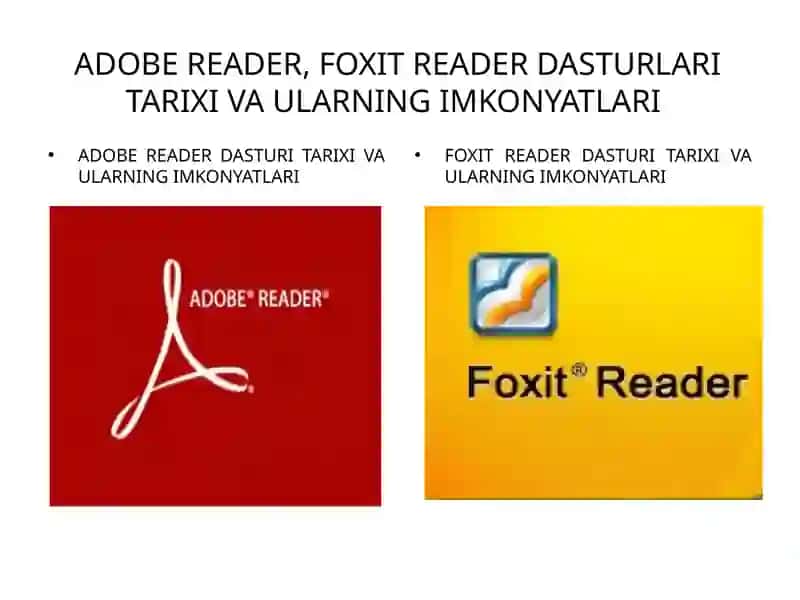 ADOBE READER DASTURI TARIXI VA ULARNING IMKONYATLARI 2