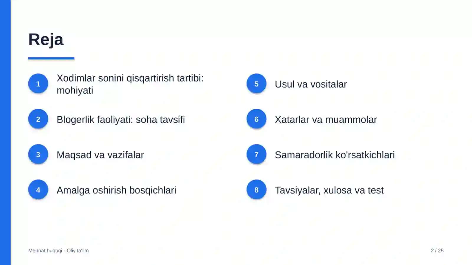 Blogerlik faoliyatida xodimlar sonini qisqartirish tartibi 2