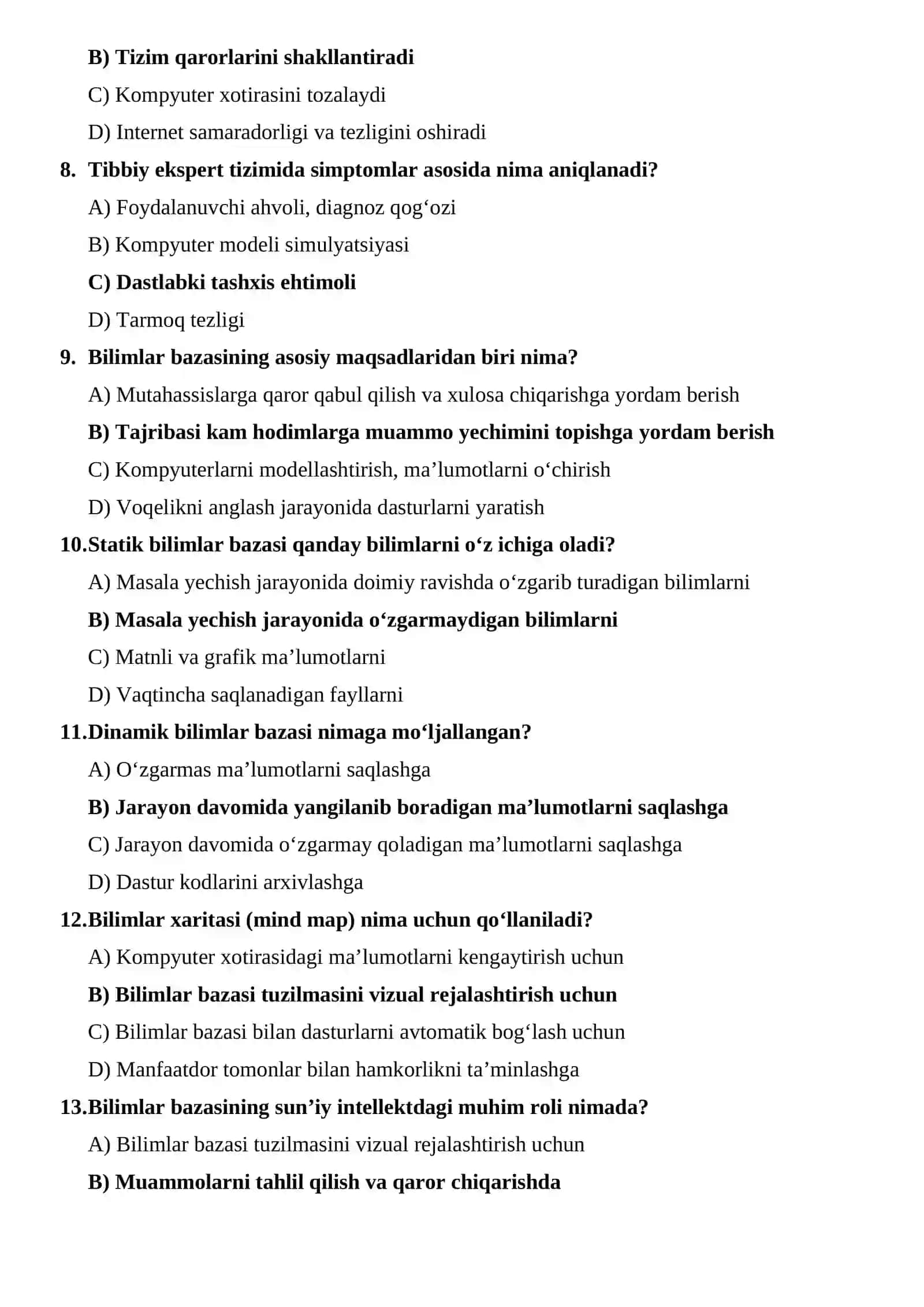Bilimlar bazasi nima hisoblanadi? 2