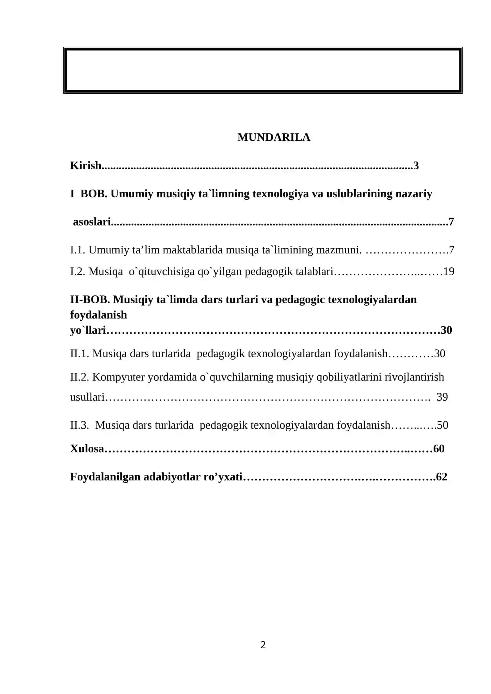 Umumiy musiqiy ta`limning texnologiya va uslublari 2