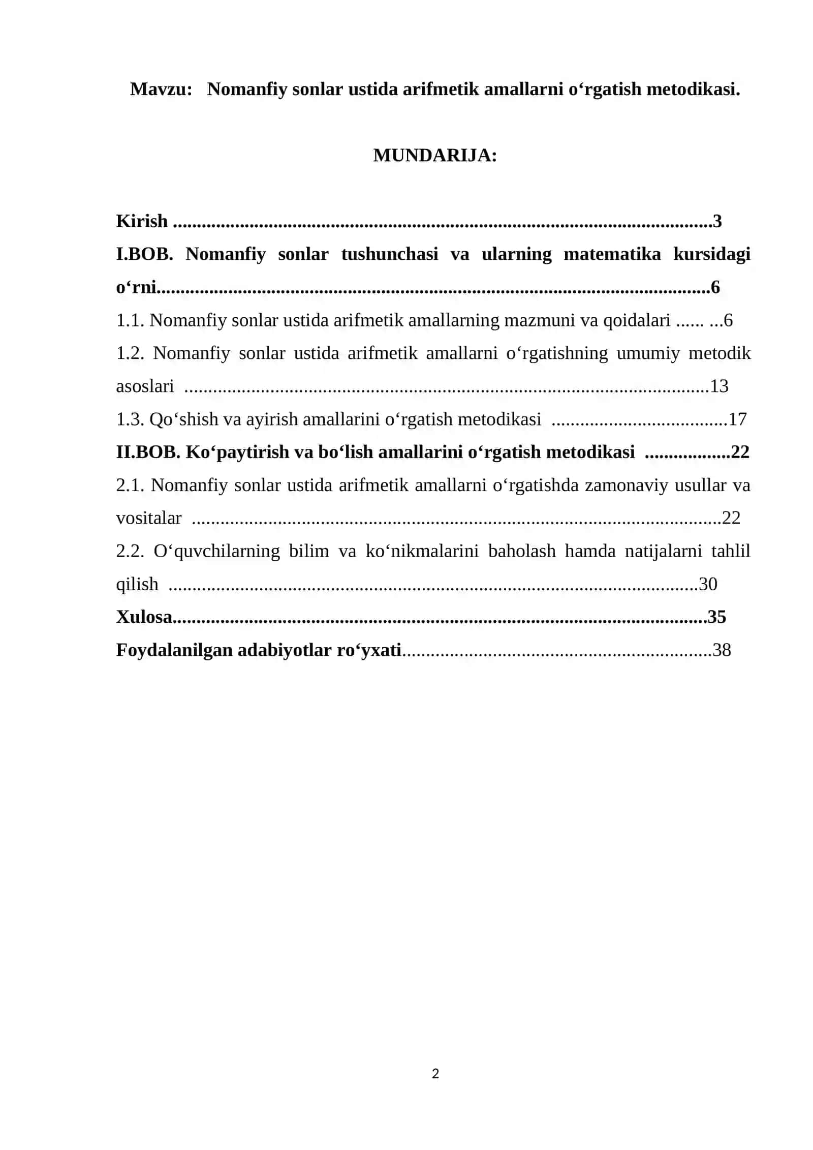 Nomanfiy sonlar ustida arifmetik amallarni o‘rgatish metodikasi 2