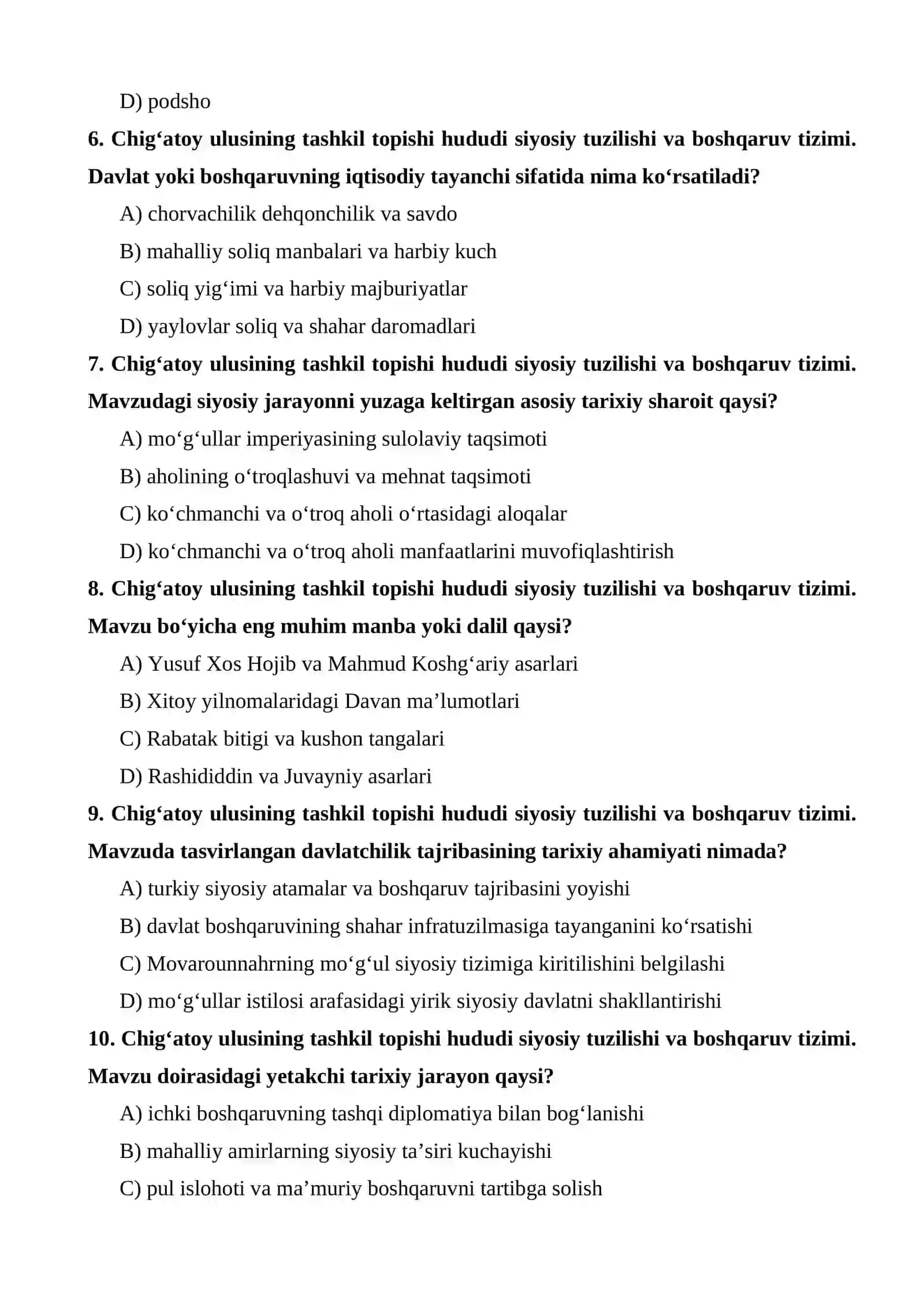 Chig‘atoy ulusining tashkil topishi hududi siyosiy tuzilishi va boshqaruv tizimi 2