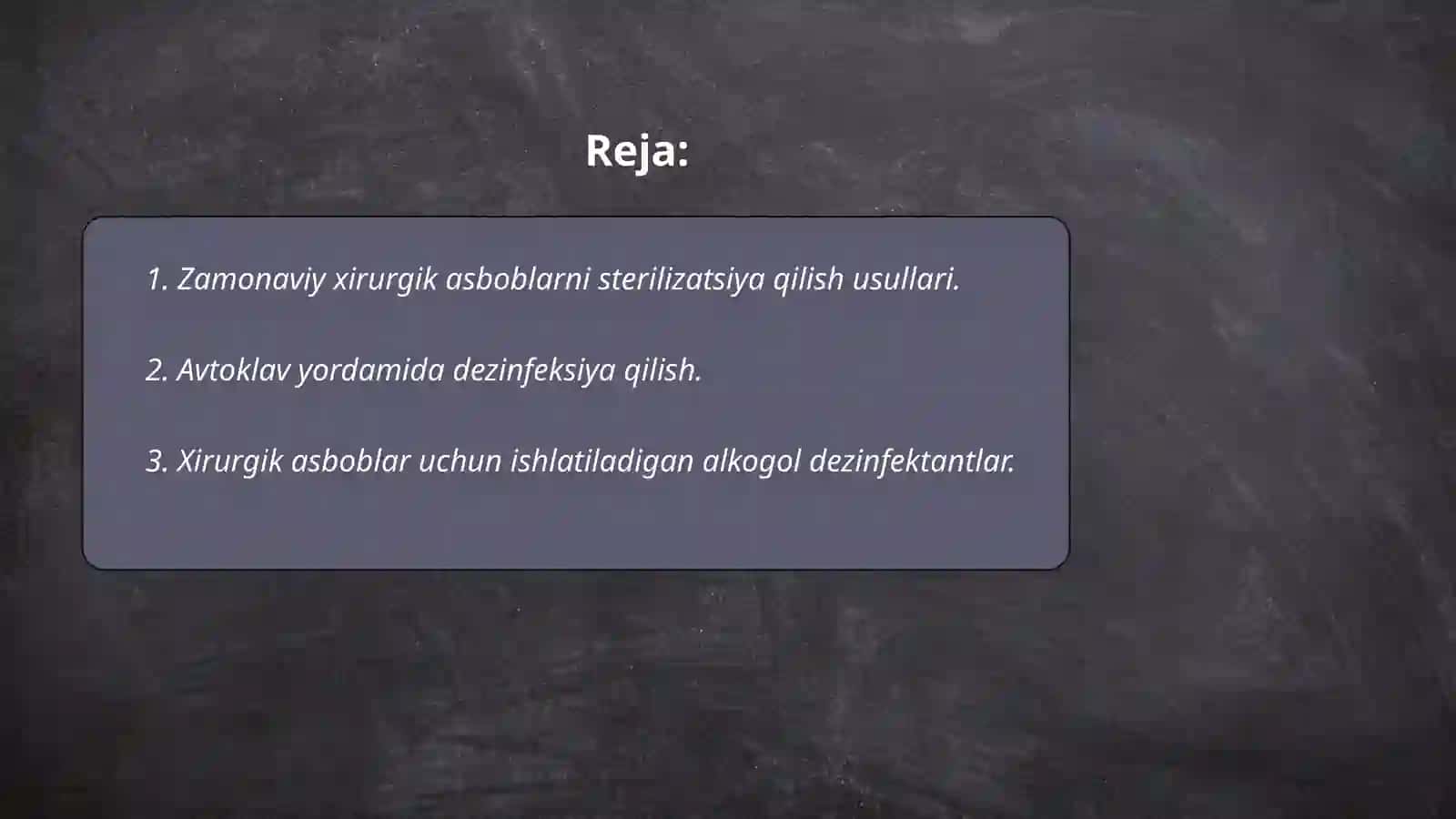Zamonaviy xirurgik asboblar.Dezinfeksiya uchun qoʻllaniladigan asosiy kimyoviy vositalar 2