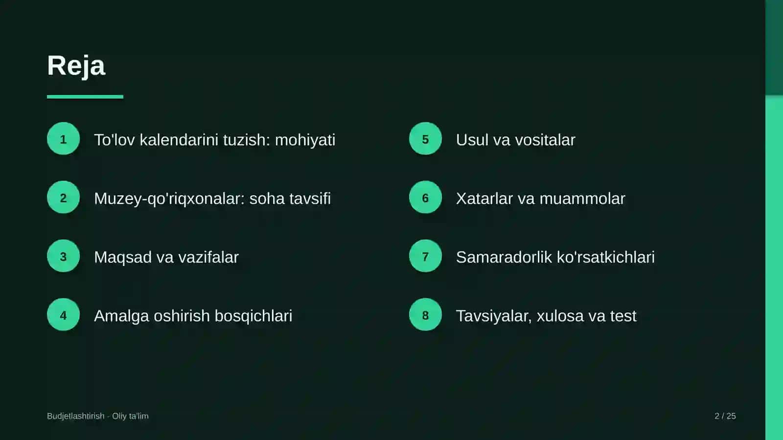 muzey qo'riqxonalarda to'lov kalendarini tuzish 7835 2