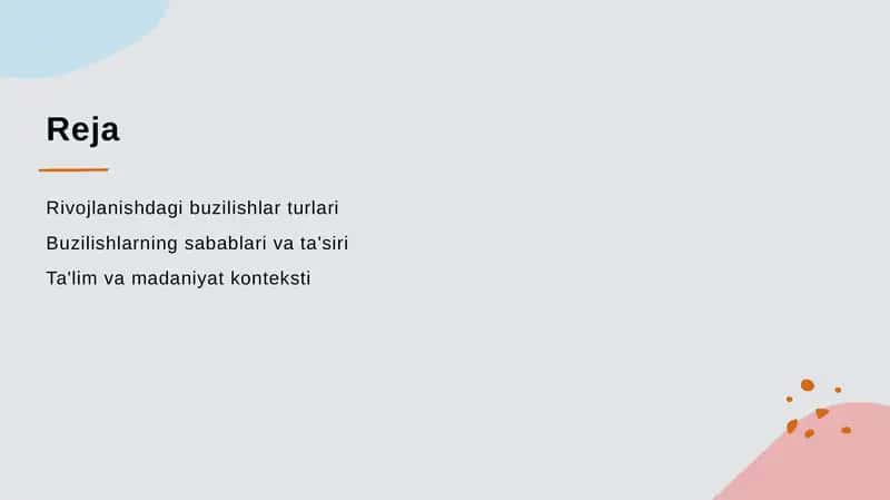 Rivojlanishda yuzaga keladigan buzilishlar xarekteristikasi 2