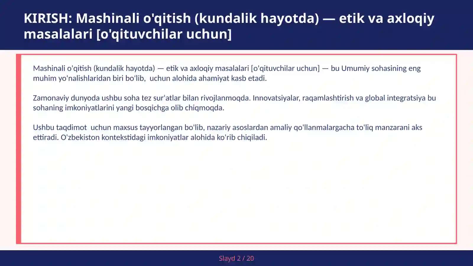 Mashinali o'qitish (kundalik hayotda) — etik va axloqiy masalalari [o'qituvchilar uchun] 2