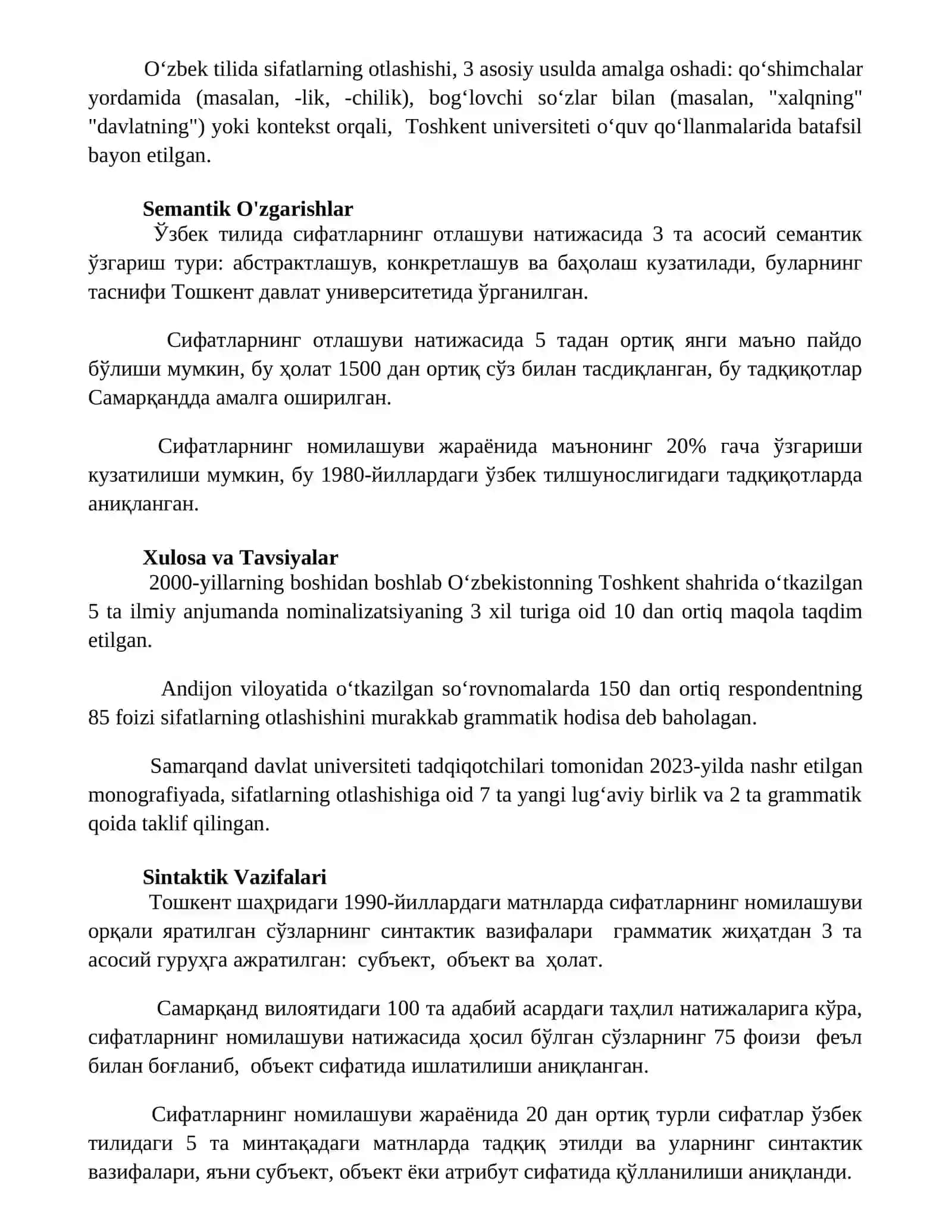 Sifatlarning otlashishi 2