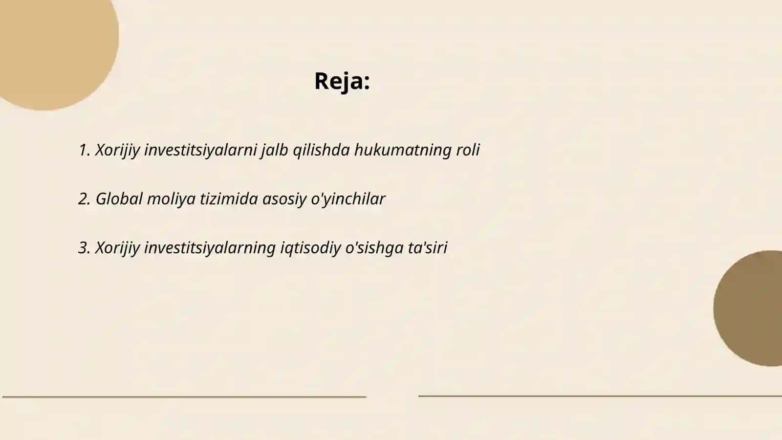 Xorijiy investitsiyalar va global moliya tizimi 2