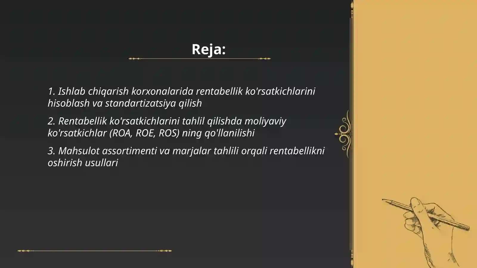 Rentabellik ko'rsatkichlari tahlili 2