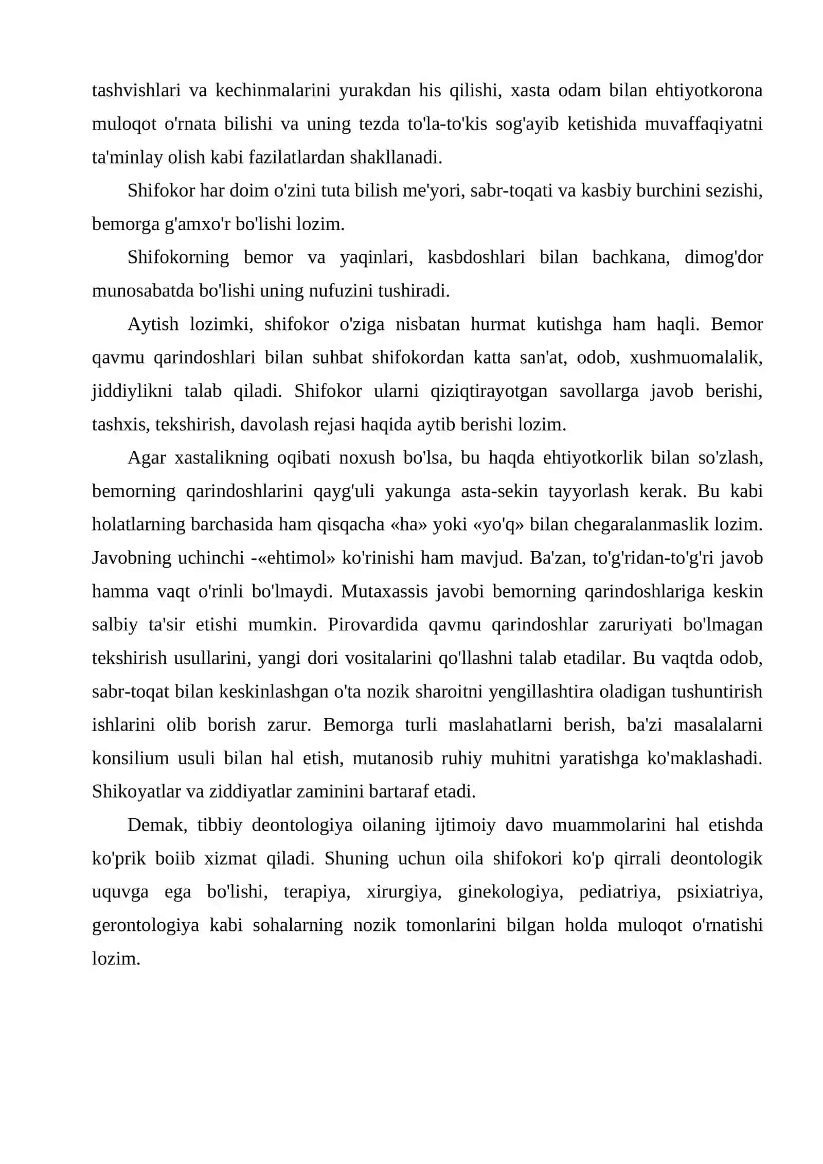 Deontologiya - oilaviy shifokorning qoni va joni 2