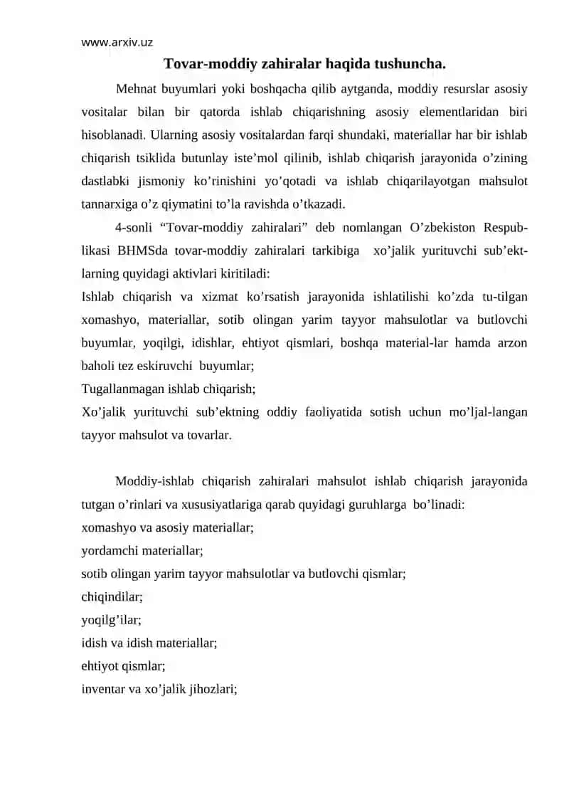 Тovar-moddiy zaxiralar 2