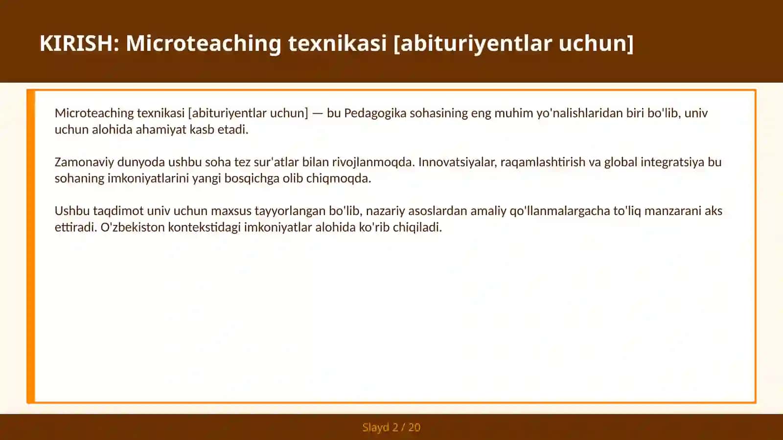 MICROTEACHING TEXNIKASI [ABITURIYENTLAR UCHUN] 2