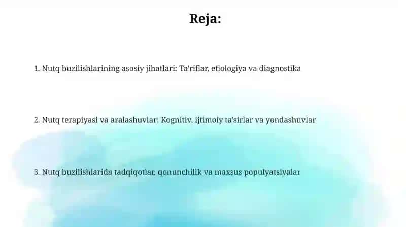 Nutq buzilishlarining ta'riflari va tasnifi 2