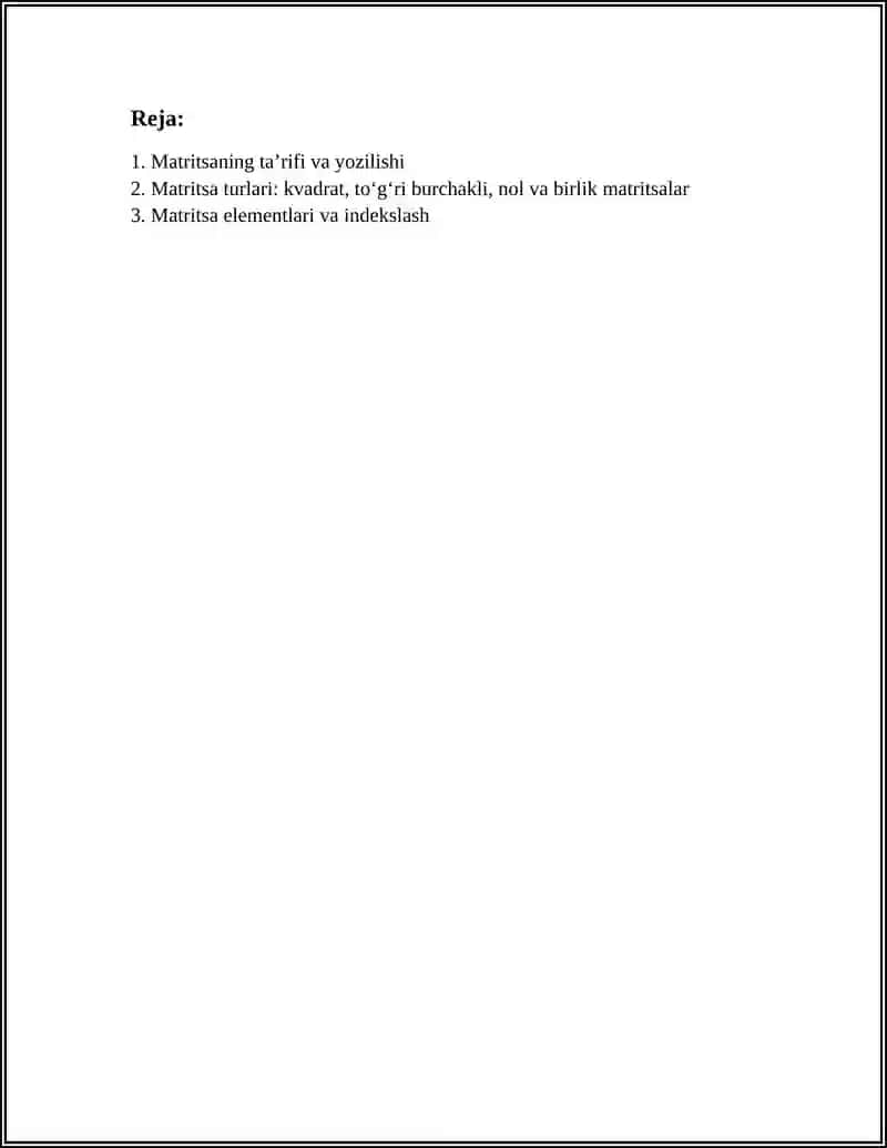 MATRITSALAR VA ULAR USTIDA AMALLAR 2