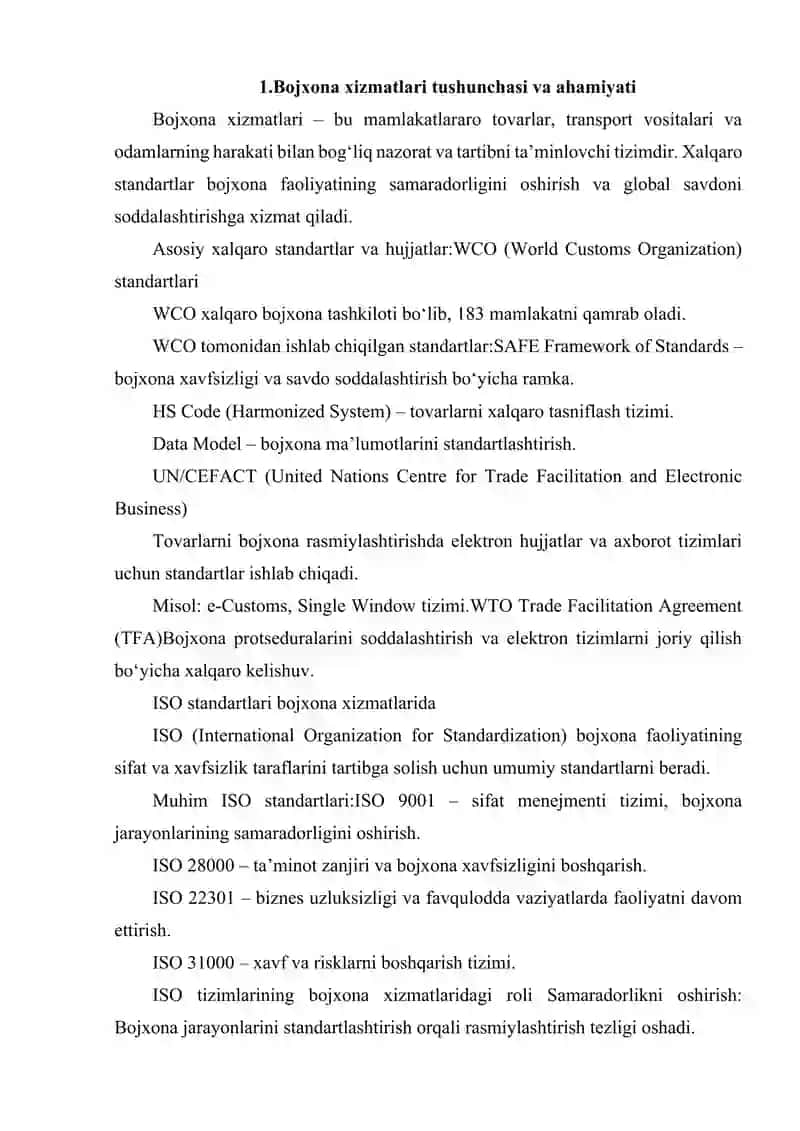 BOJXONA XIZMATLARINING XALQARO STANDARTLARI VA ISO TIZIMLARI 2