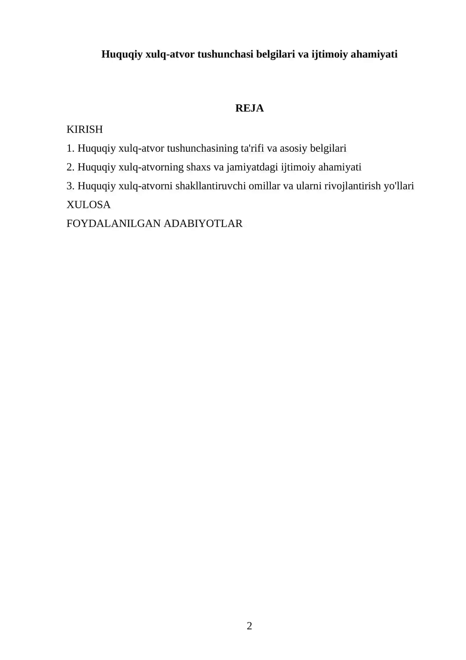 Huquqiy xulq-atvor tushunchasi belgilari va ijtimoiy ahamiyati 2